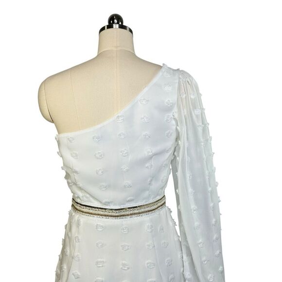 Runaway the Label White Alira One Shoulder Long Sleeve mini Dress | S - Picture 7 of 8